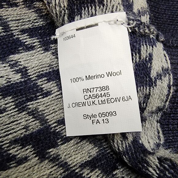 J Crew 100% Merino Wool Sweater Houndstooth Womens Large Navy Blue Gray - Picture 4 of 13